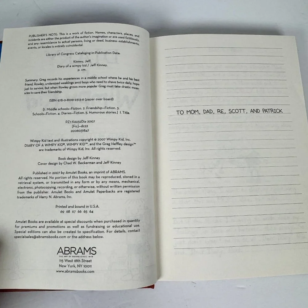 Diary of a‎ Wimpy Kid Jeff Kinney 2007 Later Printing Illustrated Humor Amulet